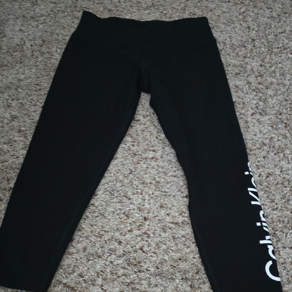 Calvin Klein Black Leggings with White Logo